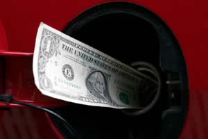 Money in a gas tank
